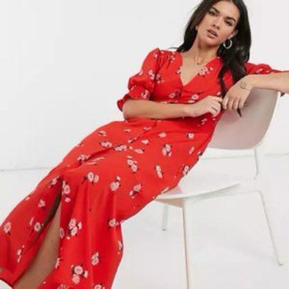 ASOS Red Floral Maxi Dress